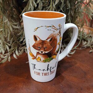 Young's Inc Thankful For This Day Fox Tall Latte Coffee Mug